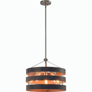 Volume Lighting V1905-43 Brushed Nickel & Walnut Striped Pendant Light 