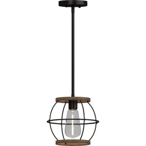 Volume Lighting V1881-84 Walnut and Black Caged Mini Pendant Light 