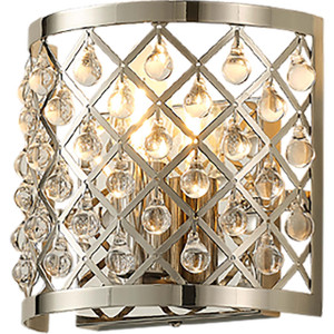 Volume Lighting Volume V1731-93 Polished Nickel Crystal Wall Sconce 