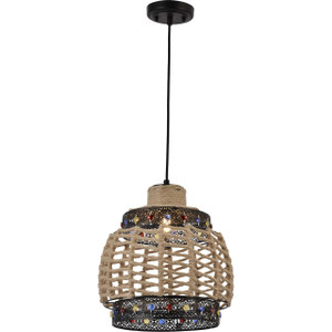 Volume Lighting Volume V1565-70 Black Rope Basket Pendant Light