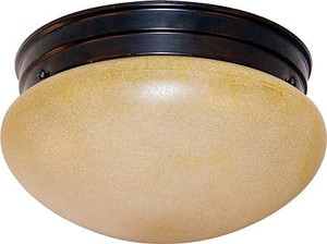 Volume Lighting V7768-79 - Antique Bronze Mushroom Flush Mount - Amber Glass