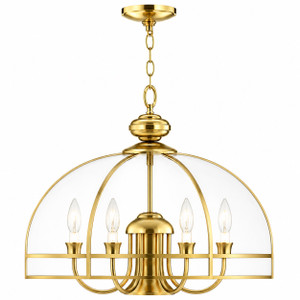 Volume V5707-2 - 7 Light Polished Brass Dome Chandelier with Clear Beveled Glass Shade