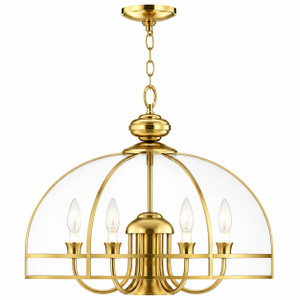 Volume V5707-2 - 7 Light Polished Brass Dome Chandelier with Clear Beveled Glass Shade 