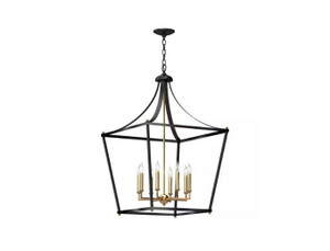 Volume Lighting Volume V5008-95 Black and Antique Gold Candle Chandelier