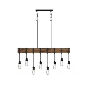 Volume Lighting Volume V3216-84 Rustic Black and Wood Grain Linear Chandelier