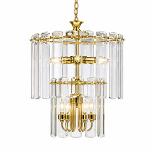 Volume V3029-2 Polished Brass Candelabra Chandelier