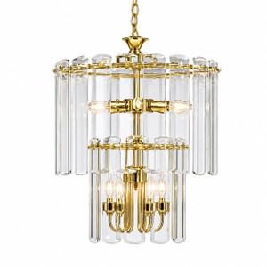 Volume V3029-2 Polished Brass Candelabra Chandelier 