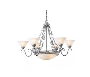 Volume Lighting Volume V2685-85 Platinum Rust Chandelier with Scavo Glass Bowl