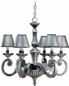 Volume Lighting Volume V1136-89 Antique Silver Hammered Iron Chandelier