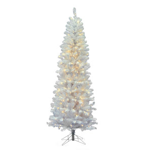 Vickerman A103281LED - 8.5 ft White Salem Pencil Pine Prelit Warm White LED Christmas Tree