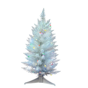 Vickerman A104032LED - 30 in Sparkle White Spruce Prelit Multi-colored LED Christmas Tree