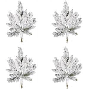 Vickerman A128202-4 - 18 in. Flocked White on Green Snowflake Ridge Artificial Spray - 4 Pack