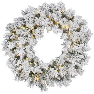 Vickerman A128261LED - 60" Flk Snow Ridge Wreath with Warm White LED Lights