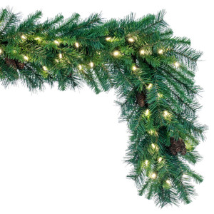 Vickerman A800921LED - 9 ft Green Pine Christmas Garland - Warm White LED