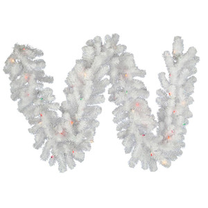 Vickerman A805817LED 9ft Crystal White Garland with LED Lights