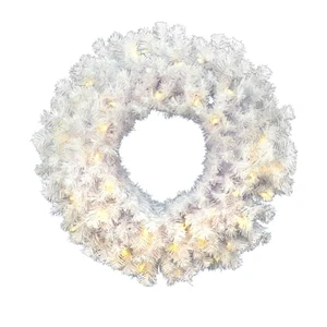 Vickerman A805822LED - 20" Crystal White Wreath with Warm White LED Lights