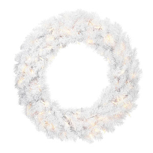 Vickerman A805837LED - 36" Crystal White Wreath with Warm White LED Lights