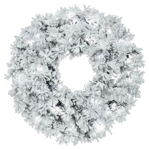 Vickerman A806325LED - 24" Flk Alaskan Wreath with Warm White LED Lights