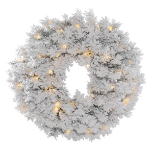 Vickerman A806331LED - 30" Flk Alaskan Wreath with Warm White LED Lights