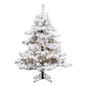 Vickerman A806346LED - 4.5 ft Flocked Alaskan Pine Prelit Warm White LED Christmas Tree