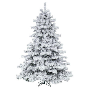 Vickerman A806376LED - 7.5 ft Flocked Alaskan Pine Prelit Warm White LED Christmas Tree