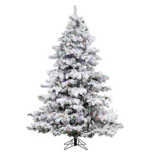 Vickerman A806377LED - 7.5 ft Flocked Alaskan Pine Prelit Multi-colored LED Christmas Tree