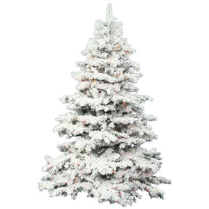 Vickerman A806387LED - 10 ft Flocked Alaskan Pine Prelit Multi-colored LED Christmas Tree