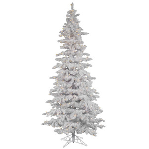 Vickerman A893591LED - 12 ft Flocked White Spruce Prelit Warm White LED Christmas Tree