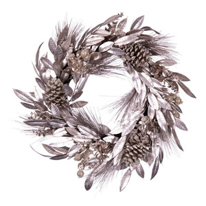 Vickerman EH213007 - 24" Silver Pinecone Needle Berry Wreath
