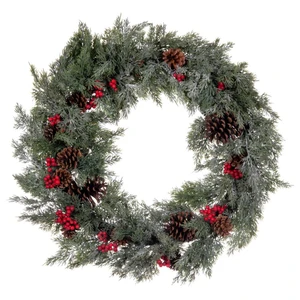 Vickerman EH214125 - 25" Green Cypress Cone Berry Wreath