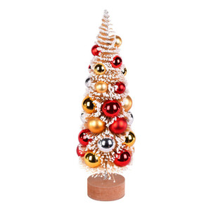 Vickerman LS203812 1ft Gold-Red-Silver Ornament Table Top Christmas Tree