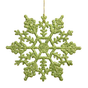 Vickerman M101413 4" Lime Glitter Snowflake 24/Pvc Box
