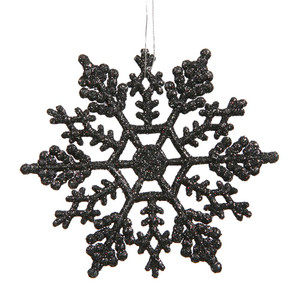 Vickerman M101417 - 4 inch Black Glitter Snowflake Christmas Ornament - 24 Pack