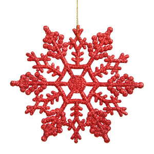 Vickerman M101503 6.25" Red Glitter Snowflake 12/Pvc Box