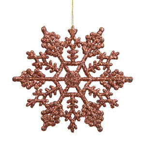Vickerman M101516 - 6.25 inch Mocha Glitter Snowflake Christmas Ornament - 12 Pack