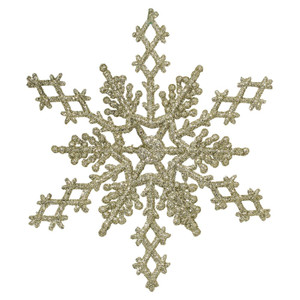 Vickerman M101538 - 6.25 inch Champagne Glitter Snowflake Christmas Ornament - 12 Pack