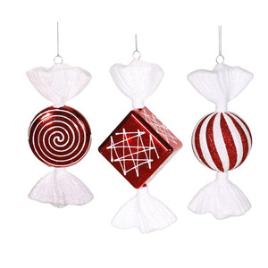 Vickerman M110910 - 8 inch Red & White Peppermint Candy Christmas Ornament - 3 Pack
