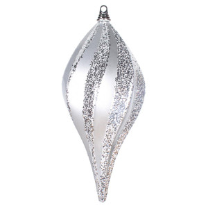 Vickerman M132507 - 8 inch Silver Glitter Teardrop Christmas Ornament