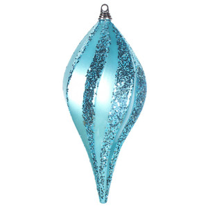 Vickerman M132512 - 8 inch Turquoise Glitter Teardrop Christmas Ornament
