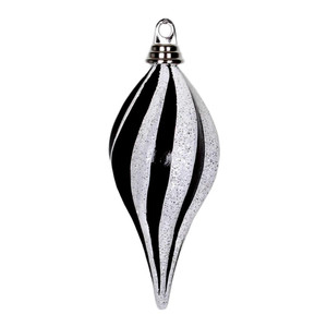 Vickerman M132577 8" Black-White Candy Glitter Swirl Drop 