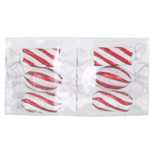 Vickerman M152403 4" Red-White Candy Glitter 6/Box