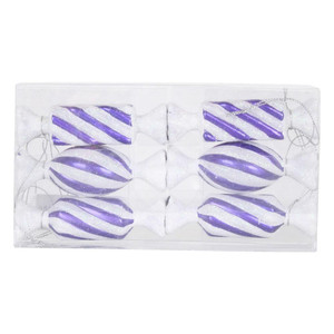 Vickerman M152406 4" Purple-White Candy Glitter 6/Box
