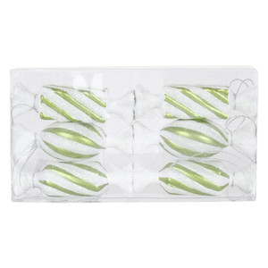Vickerman M152414 4" Lime-White Candy Glitter 6/Box