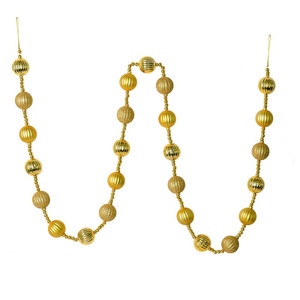 Vickerman M183508 6ft Gold Stripe Ball Ornament Garland 