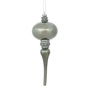 Vickerman N174587D - 8 inch Pewter Shiny Finial Christmas Ornament - 3 Pack
