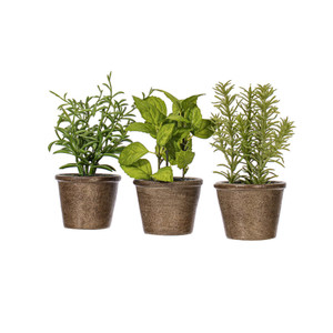 Vickerman FE192206 7" Green Potted Herbs Assort 3/pk 
