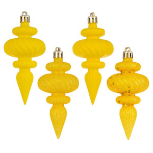 Vickerman N500078 4" Yellow Finial 4 Finish Asst 8/Bx 