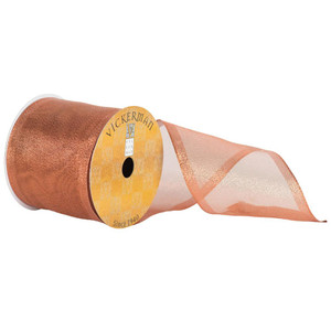 Vickerman Q170122 - Copper Shiny Wired Decorative Ribbon - 4" x 10 Yards