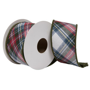 Vickerman QR220366 2.5"x5yd Multi Plaid Taffetta Ribbon 