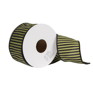 Vickerman QR224205 - Green Stripe Wired Halloween Ribbon - 2.5" x 10 Yards